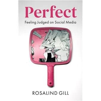 Sharenting: The Complete Parent's Guide 3 Book cover featuring a pink hand mirror with a shattered glass reflection, titled 'Perfect: Feeling Judged on Social Media' by Rosalind Gill.